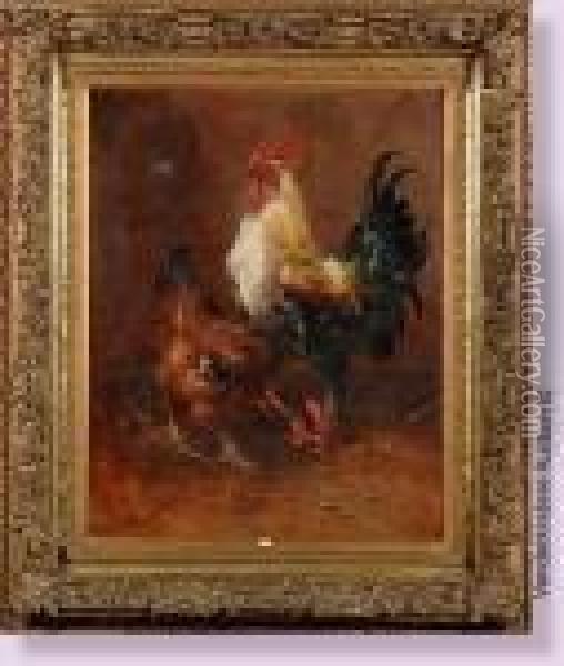 Coq Et Poule Oil Painting - Henry Schouten