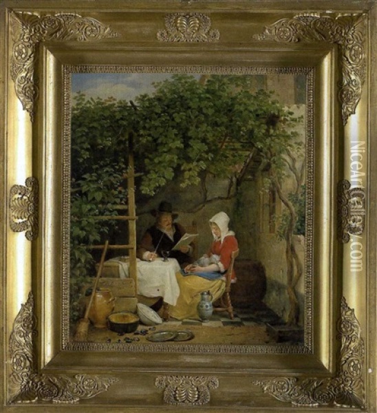 Genusslicher Tagesausklang Unter Der Pergola Oil Painting - Ferdinand de Braekeleer the Elder