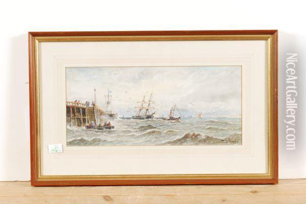 Vessels Off The Coast In A Squall Oil Painting - Thomas Bush Hardy
