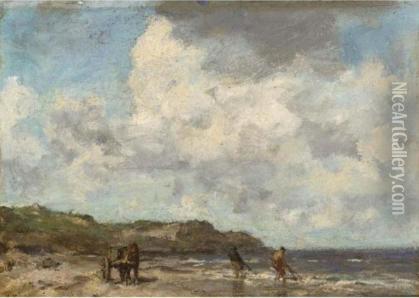 Shell Fishers On The Beach Oil Painting - Jacob Henricus Maris