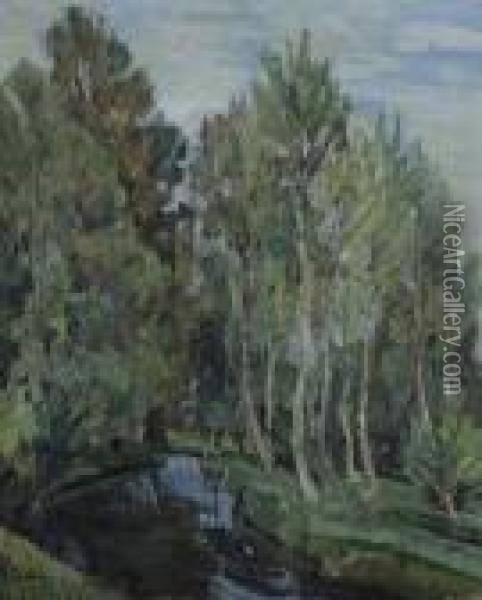 Paysage A La Riviere Oil Painting - Henri Epstein