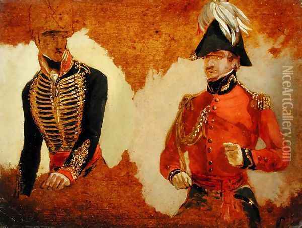 Studies of Royal Horse Artillery Uniform and of an ADC to the Commander in Chief a study for The Battle of Waterloo Oil Painting - George Jones