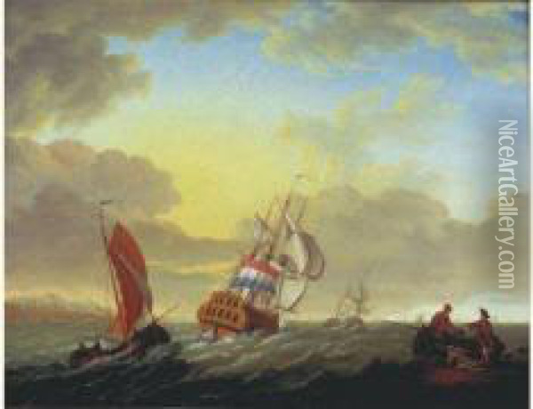 Navire Hollandais Aux Abords D'un Rivage Oil Painting - Dyonis Van Dongen