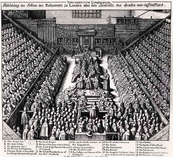 The Trial of the Thomas Wentworth 1593-1641 Earl of Strafford in 1641 Oil Painting - Wenceslaus Hollar