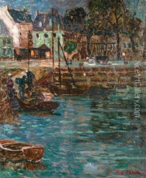 Le Port Oil Painting - Eugene Chigot