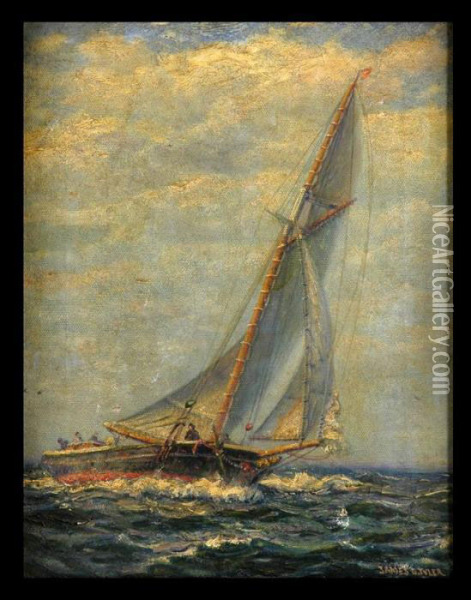 Ship Atsea Oil Painting - James Gale Tyler