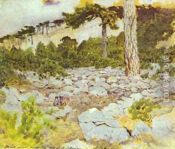 Crimea In the Mountains Study 1886 Oil Painting - Isaak Ilyich Levitan