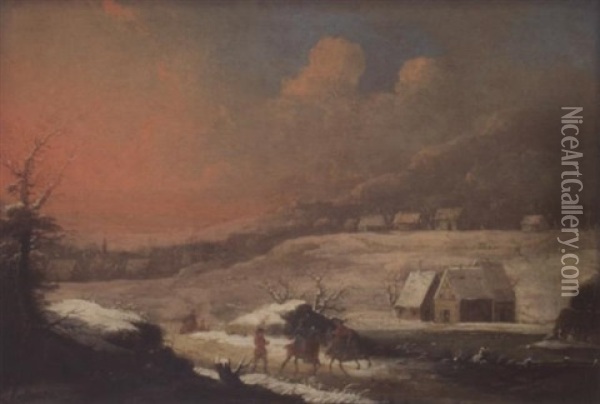 Winterlandschaft Oil Painting - Peter Von Bemmel