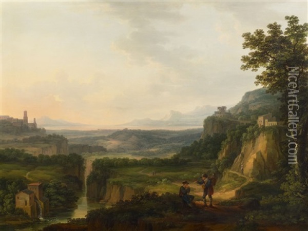 Ideale Weite, Italienische Landschaft Oil Painting - Johann Christian Reinhart