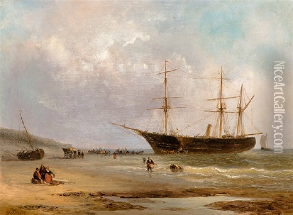 Am Strand Oil Painting - Christiaan Lodewijk Willem Dreibholtz