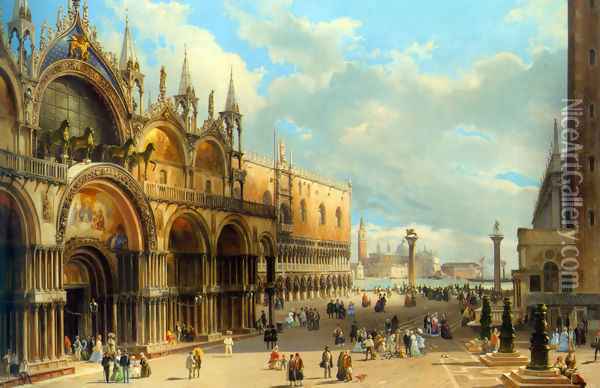 St. Marks and the Doges Palace, Venice Oil Painting - Carlo Grubacs