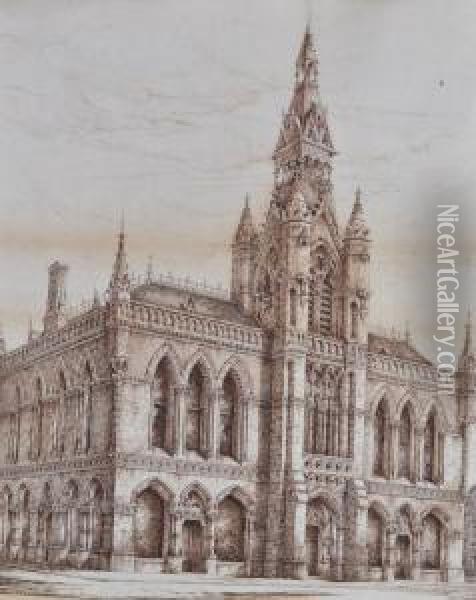 The Town Hall In Inverness Oil Painting - John B. Pirrie