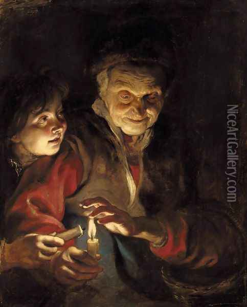 Night Scene 1616-17 Oil Painting - Peter Paul Rubens