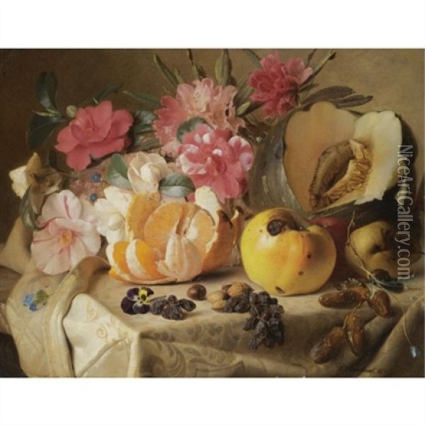 Still Life With Autumn Fruits Oil Painting - Theude Groenland