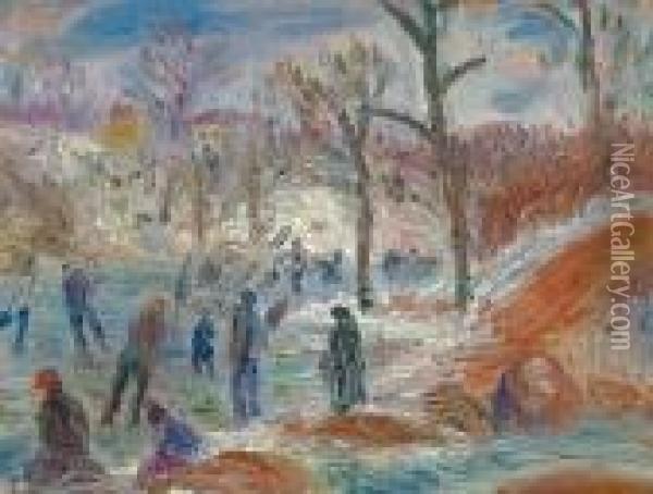 Skating Pond Oil Painting - William Glackens