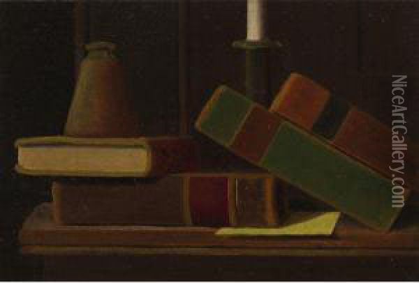 Still Life With Books Oil Painting - John Frederick Peto