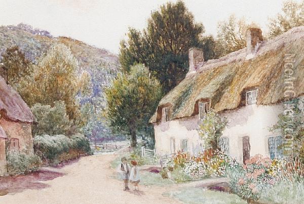 Cottages At Evesham Oil Painting - Arthur Claude Strachan