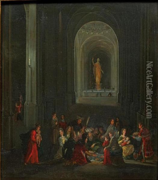 Repas Dans Un Temple Oil Painting - Pieter Neefs The Elder, Frans The Younger Francken