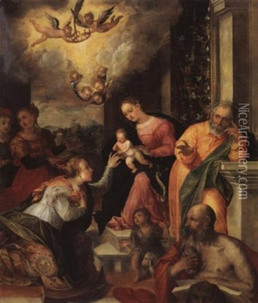 Marriage Of St. Catherine Oil Painting - Denys Calvaert