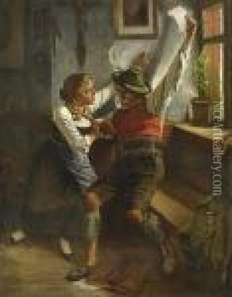 Der Entdeckte
 Liebesbrief. Oil Painting - Maximilian Wachsmuth