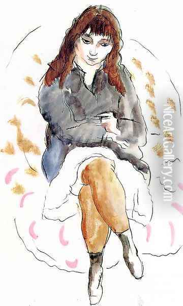 Young Woman Seated Oil Painting - Jules Pascin