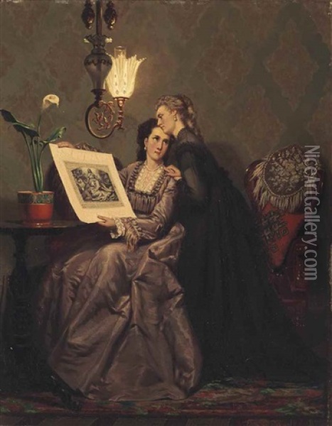Admiring The Folio Oil Painting - Pieter Willem Sebes