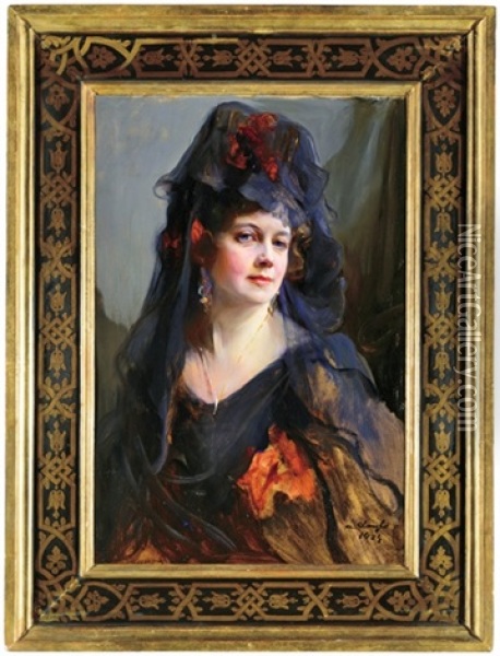 Portrait Of Mrs. John Walter Oil Painting - Philip Alexius De Laszlo