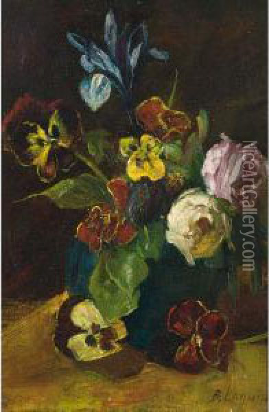 A Flower Still Life Oil Painting - Baruch Lopez De Leao Laguna