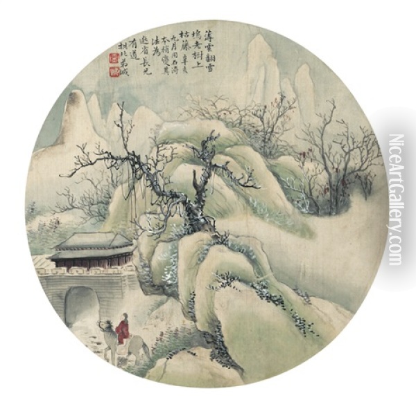 Trekking Through The Snowy Mountains Oil Painting -  Jin Cheng