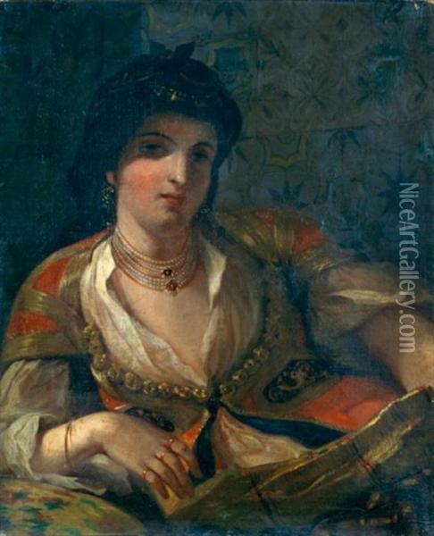 Femme D'alger Dans Un Interieur Oil Painting - Eugene Delacroix
