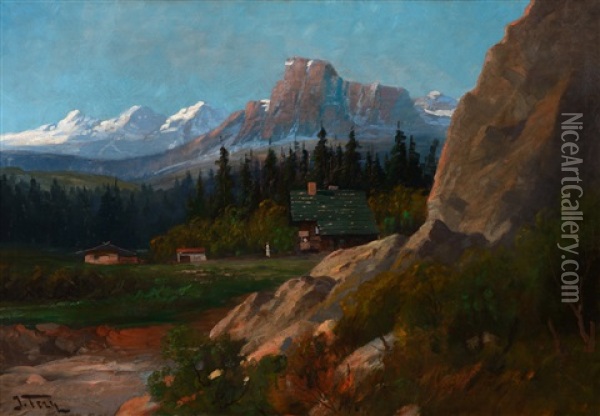 Belton Chalet, Glacier Park Oil Painting - John Fery