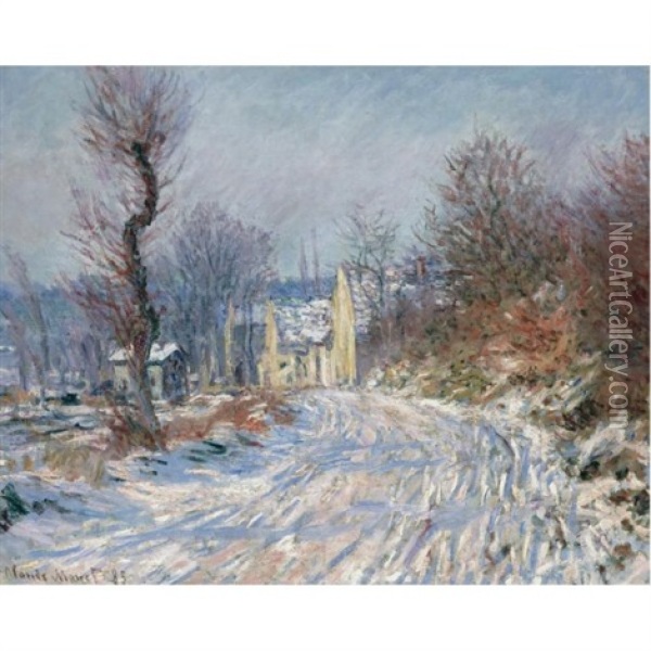Route De Giverny En Hiver Oil Painting - Claude Monet