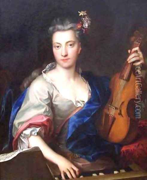 Young Woman Playing the Voile dAmore Oil Painting - Johann Kupezky or Kupetzky