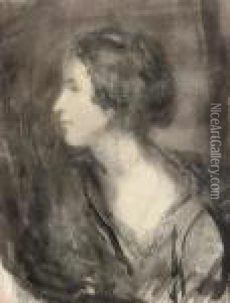 Portrait Of Madelaine Grovlitz, Bust-length Oil Painting - Ambrose McEvoy
