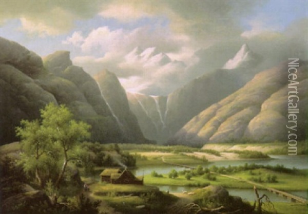 Mokki Vuoristomaisemassa Oil Painting - Carl Abraham Rothsten