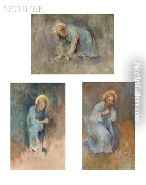 Studies For O Ye Of Little Faith (3 Works) Oil Painting - Emil Carlsen
