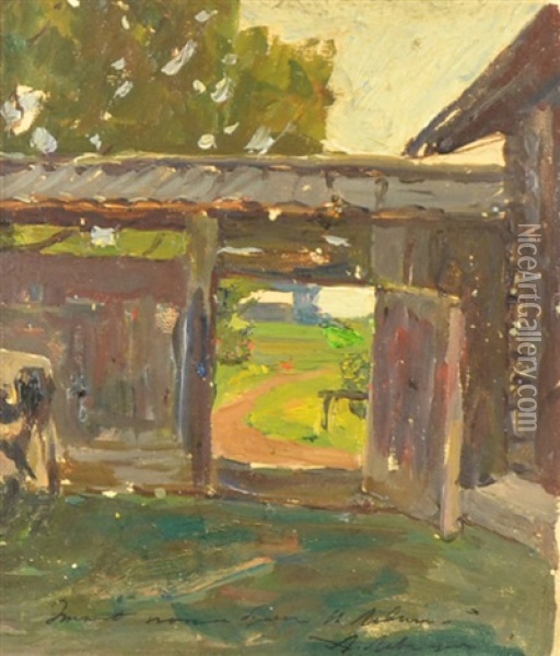 The Farmyard Gate Oil Painting - Isaak Levitan