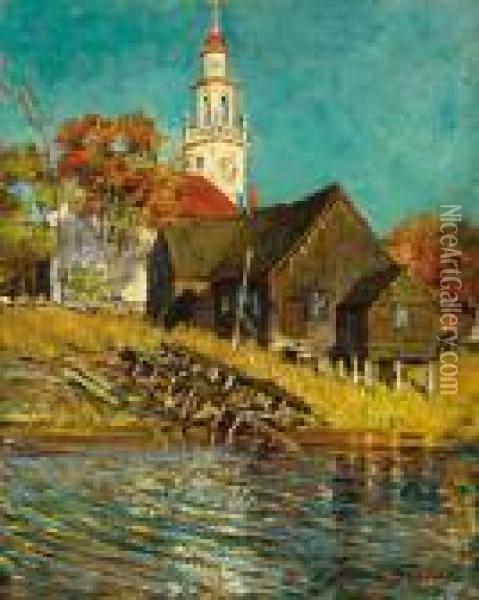 Church, Kennebunkport, Maine Oil Painting - Abbott Fuller Graves