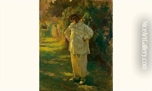 Pierrot Sous La Tonnelle Oil Painting - Paul Albert Laurens
