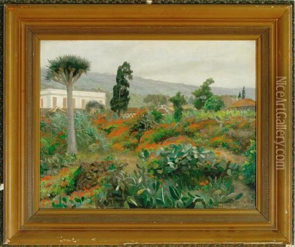 View Of Tenerife With The Teide Mountains In The Background Oil Painting - Valdemar Kornerup