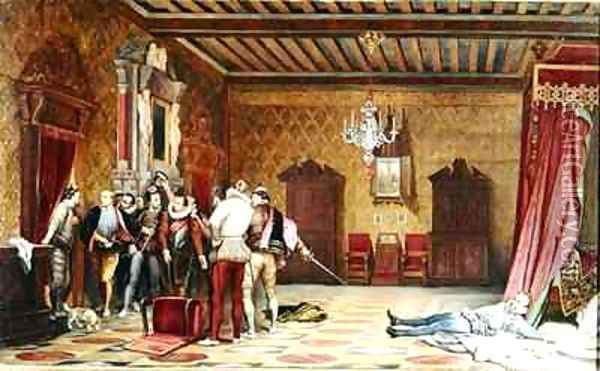 The Assassination of Henri de Lorraine 1549-88 duc de Guise Oil Painting - Hippolyte (Paul) Delaroche