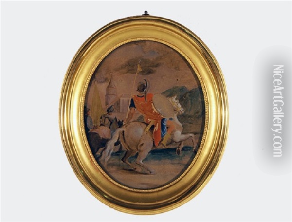 Cavalry Battle Scene Oil Painting - Johann Crescenz Meyer