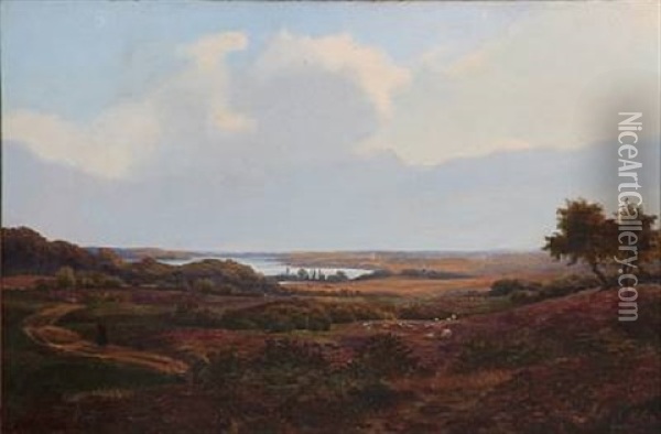 Landscape At Tystrup Lake On Zealand, Denmark Oil Painting - Vilhelm Peter Carl Petersen