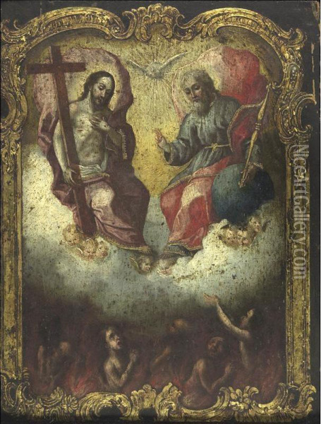 Intercession Of The Holy Trinity Oil Painting - Bernardo Rodriguez