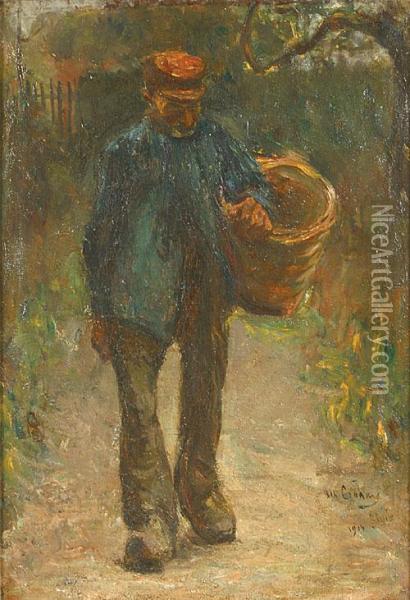 Homme A La Corbeille Oil Painting - Albert Crahay