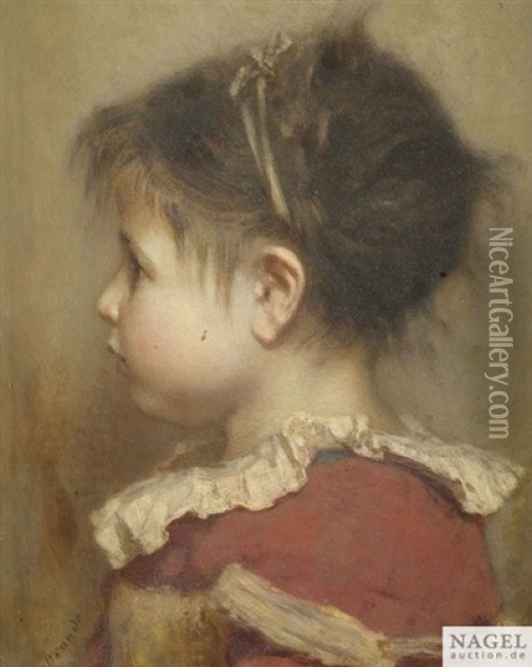 Profilbildnis Eines Kleinen Madchens In Rotem Kleid Oil Painting - Otto Brandt