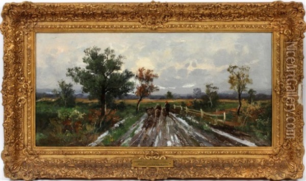 Landscape With Sheep Oil Painting - Karl Heffner
