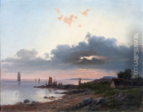 Kustlandskap I Skymning Oil Painting - Wilhelm von Moerner