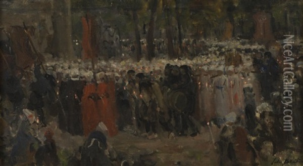 Etude Pour Le Pardon De Kergoat Oil Painting - Jules Breton