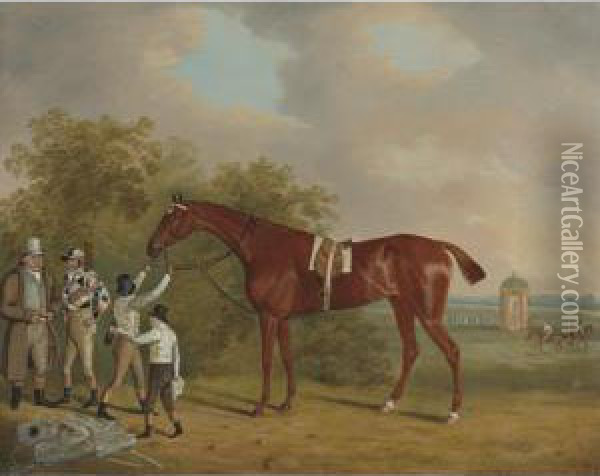 Mr. Watt's Altisidora, Winner Of The 1813 St. Leger Oil Painting - Clifton Tomson